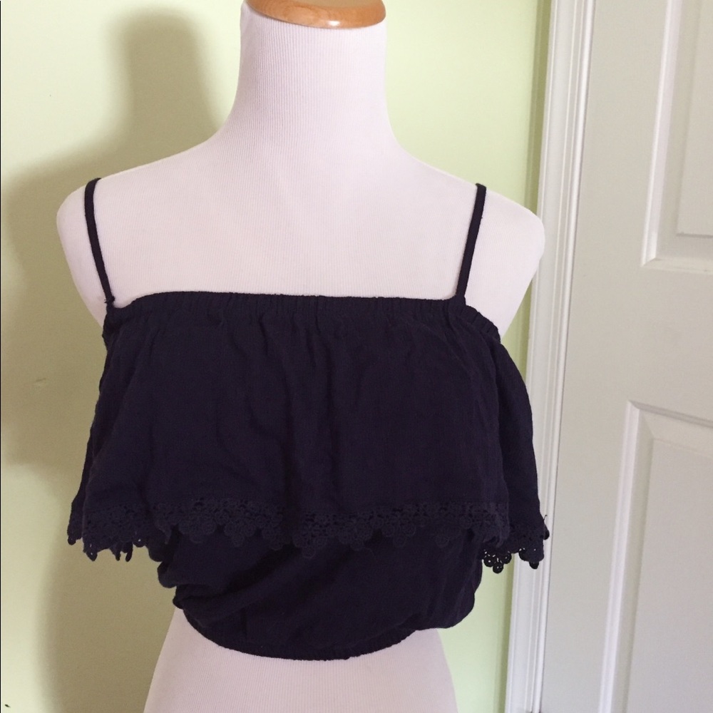 navy cropped tank top